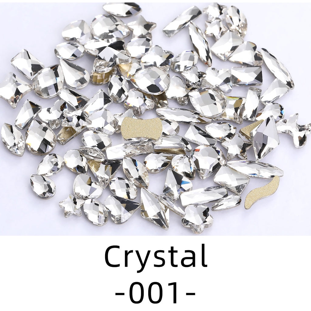 50pcs Flat Back Crystal Nail Parts Hearts 50 Pieces 3D Glass Rhinestones for Needlework Decoration Glitter Gems Design Fac