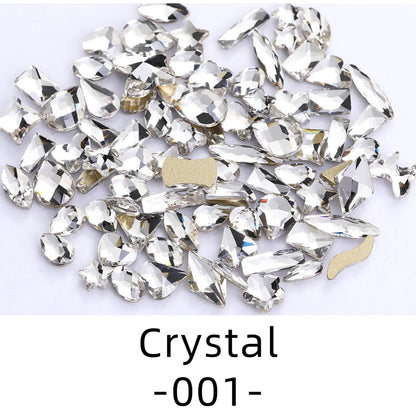 50pcs Flat Back Crystal Nail Parts Hearts 50 Pieces 3D Glass Rhinestones for Needlework Decoration Glitter Gems Design Fac