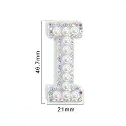 TonyBead 26 English Alphabet A-Z Pearl Letter Patches Rhinestone Patch Sewing On Patches Stripe Badge DIY Name