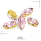 50pcs Leaf Shape Glass Rhinestones with Gold Bottom Horse Eye Claw Rhinestone Quadangle Glass Claw Hand Sewn Crystal Diy Clothing Shoes Bag Accessories 9*18mm