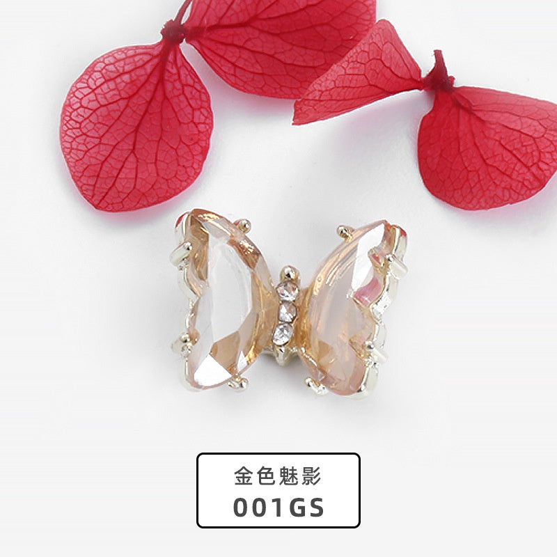 【2pcs】New Design Gem Designs Nail Butterfly Alloy Crystal Stones For Nail Art Decoration