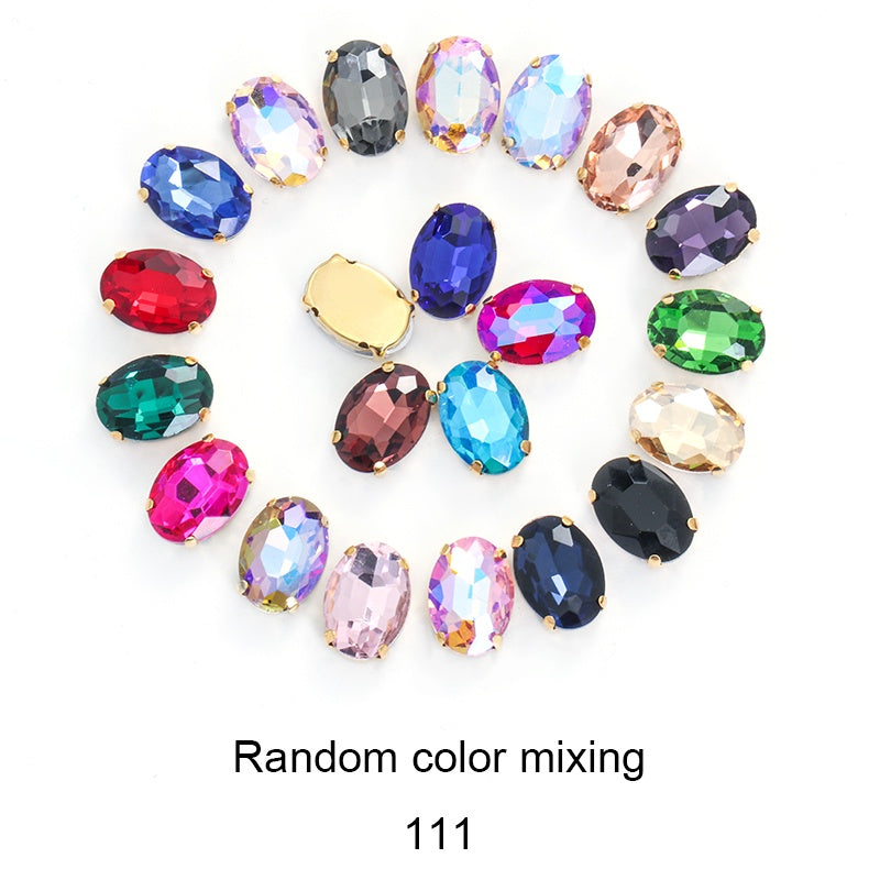 30pcs Oval Shape Glass Rhinestones10*14mm With Claw Sew On Crystal Stone Strass Diamond For Clothes Rhinestones For Needlework