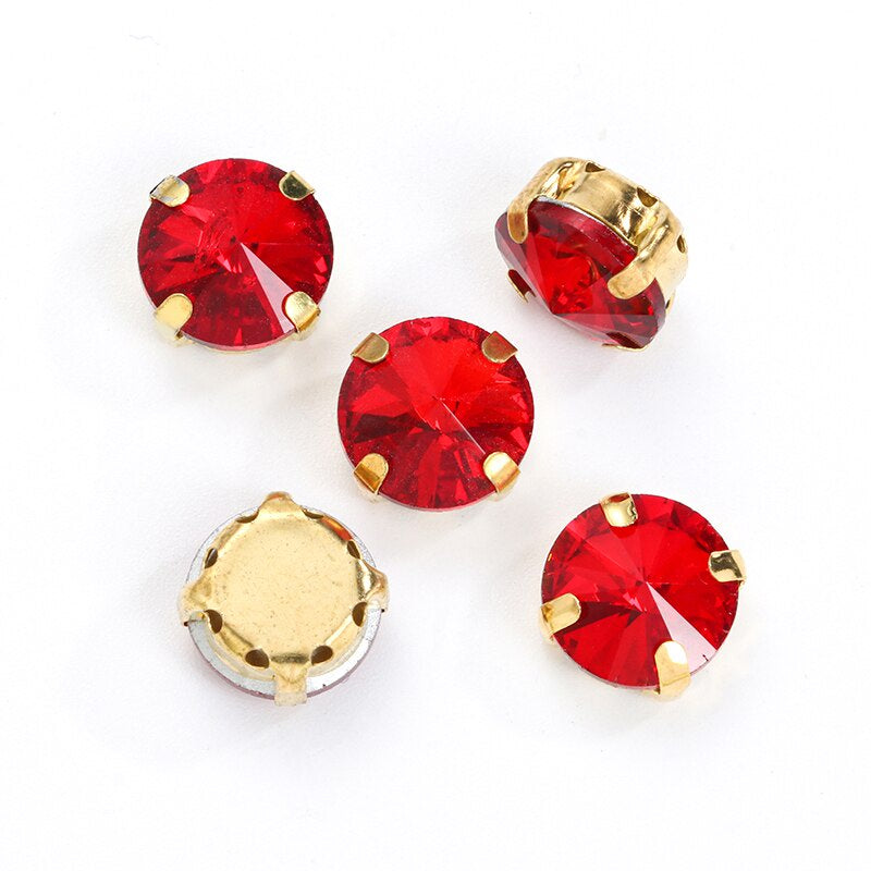 10/12mm Round Glass Rhinestones With Claw Sew On Crystal Stone Strass Diamond For Clothes Needlework DIY