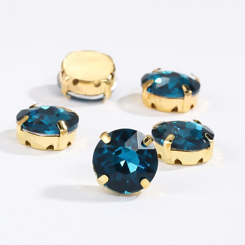 8/10mm 50pcs Round Rhinestones With Golden Claw for Dress Sew On Crystal Stone for Crafts Rhinestones Embellishments