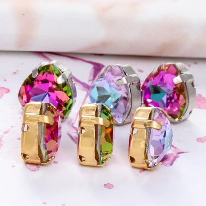 Heart Shape Glass Pointback K9 Crystal with Gold Bottom Sew on Rhinestone DIY Clothing Decoration