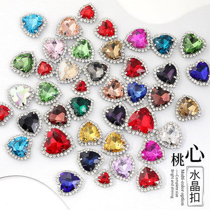 Heart Bezel Rhinestone Sewing Charms for Crafts