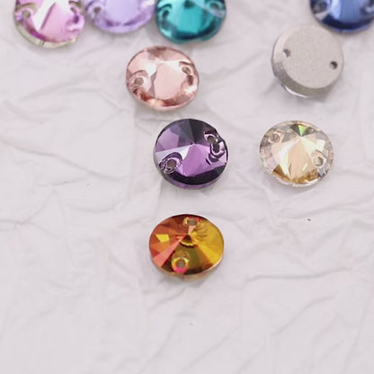 Rivoli Rhinestones Round Shape Sew On Stones Crystals Jewelry Accessories K9 Glass Shiny Crafts Art Loose Rhinestone