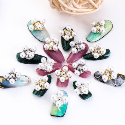 3D Nail Art Alloy Pearl 3PCS Kawaii Colorful Design Alloy Accessories Rhinestone Nail Charm