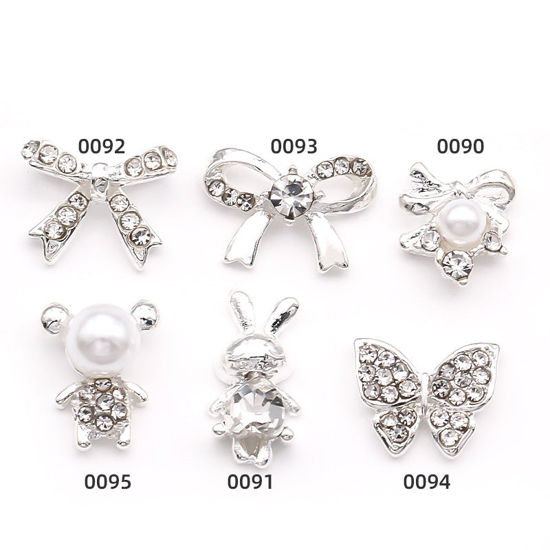 3D Nail Art Charms  Alloy Nail Jewelry Transparent Shiny Charm Metal Gemstone Fashion DIY Nail Art Decorations