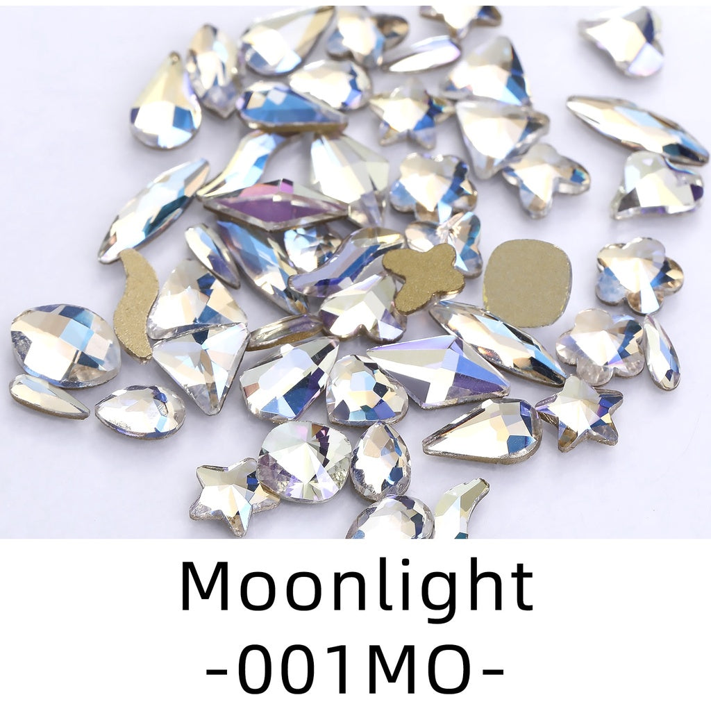 50pcs Flat Back Crystal Nail Parts Hearts 50 Pieces 3D Glass Rhinestones for Needlework Decoration Glitter Gems Design Fac
