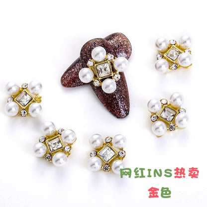3D Nail Art Alloy Pearl 3PCS Kawaii Colorful Design Alloy Accessories Rhinestone Nail Charm