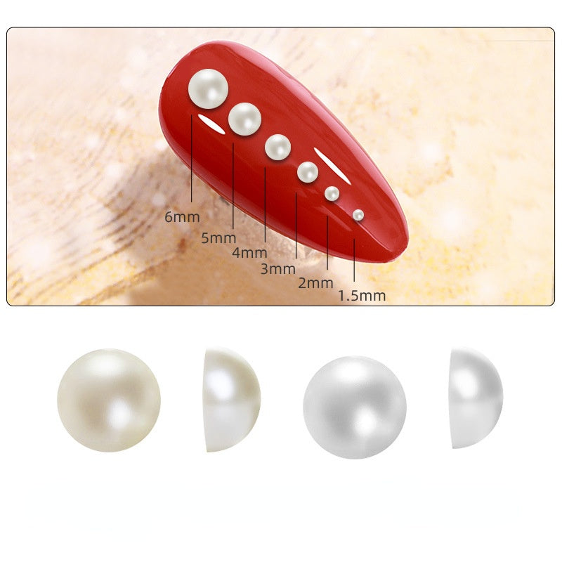 Nail Art Jewelry Boxed 12 Grid 6 Grid Mixed Nail Art Pearls Straight Hole No Hole Radius Pearl Set
