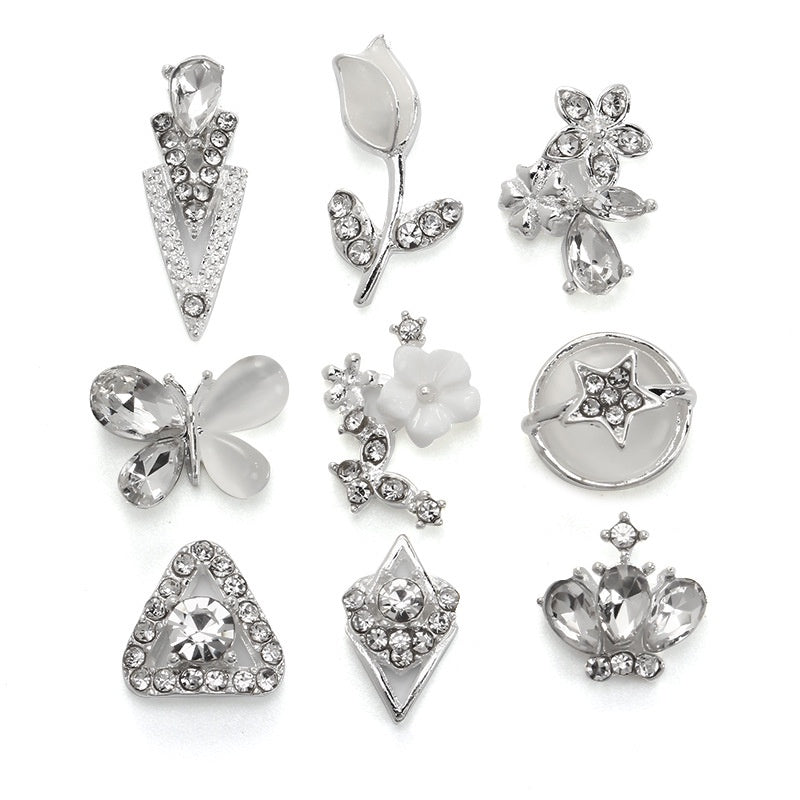 New Designs Ppearl Nail Art Salon Supplies Zircon Diy 3d Metal Alloy Nail Art Charms Stickers