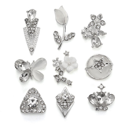 New Designs Ppearl Nail Art Salon Supplies Zircon Diy 3d Metal Alloy Nail Art Charms Stickers