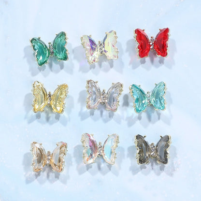 【2pcs】New Design Gem Designs Nail Butterfly Alloy Crystal Stones For Nail Art Decoration