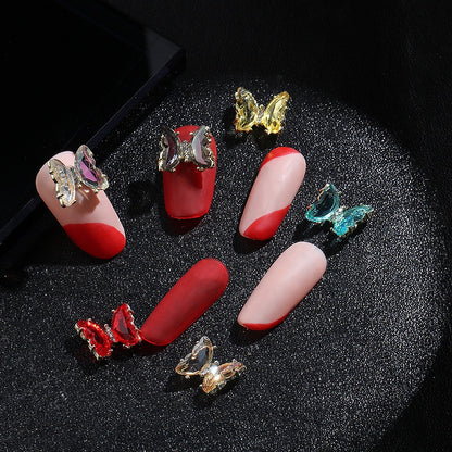 【2pcs】New Design Gem Designs Nail Butterfly Alloy Crystal Stones For Nail Art Decoration