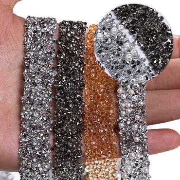 Resin Strip with Costume Rhinestone Strip Patch with Back Rubber Crystal Lace Diy Handmade Jewelry Accessories