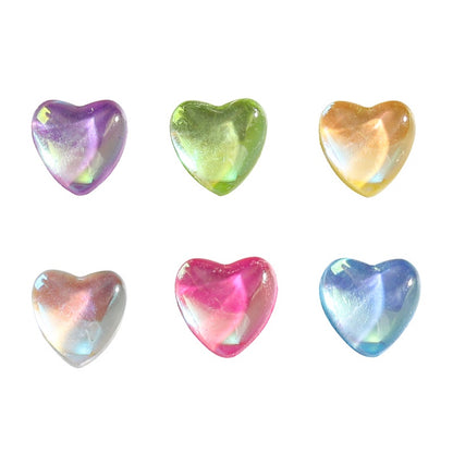 50PCS 4/6/8mm Resin Heart Mocha Fluorescent Nail Nail Patch  Ice Through Love Decoration