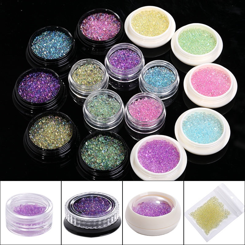 Mini Bubble Beads Nail Art Rhinestone Explosion Resin Boxed DIY Nail Art Accessories Decoration