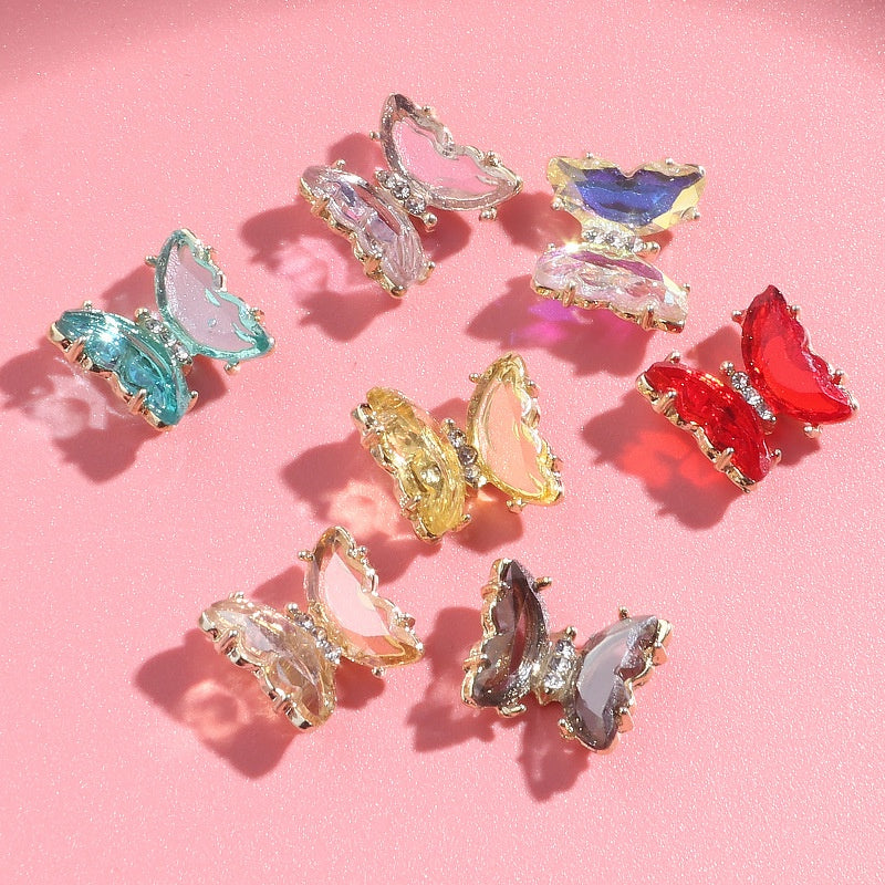 【2pcs】New Design Gem Designs Nail Butterfly Alloy Crystal Stones For Nail Art Decoration