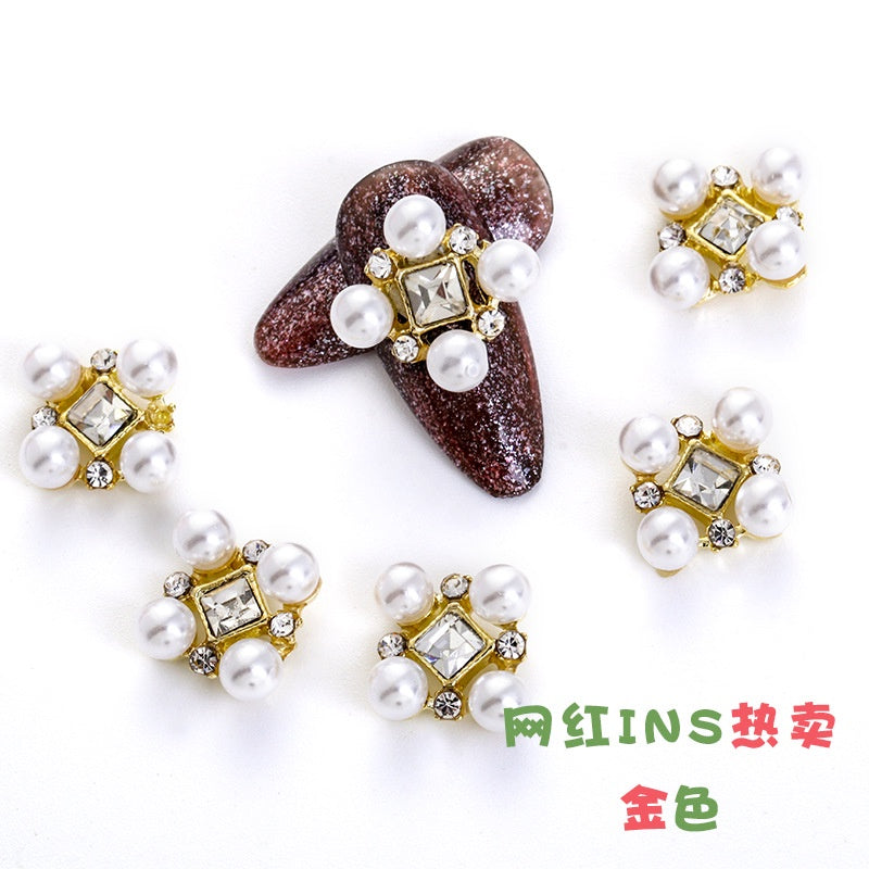 3D Nail Art Alloy Pearl 3PCS Kawaii Colorful Design Alloy Accessories Rhinestone Nail Charm