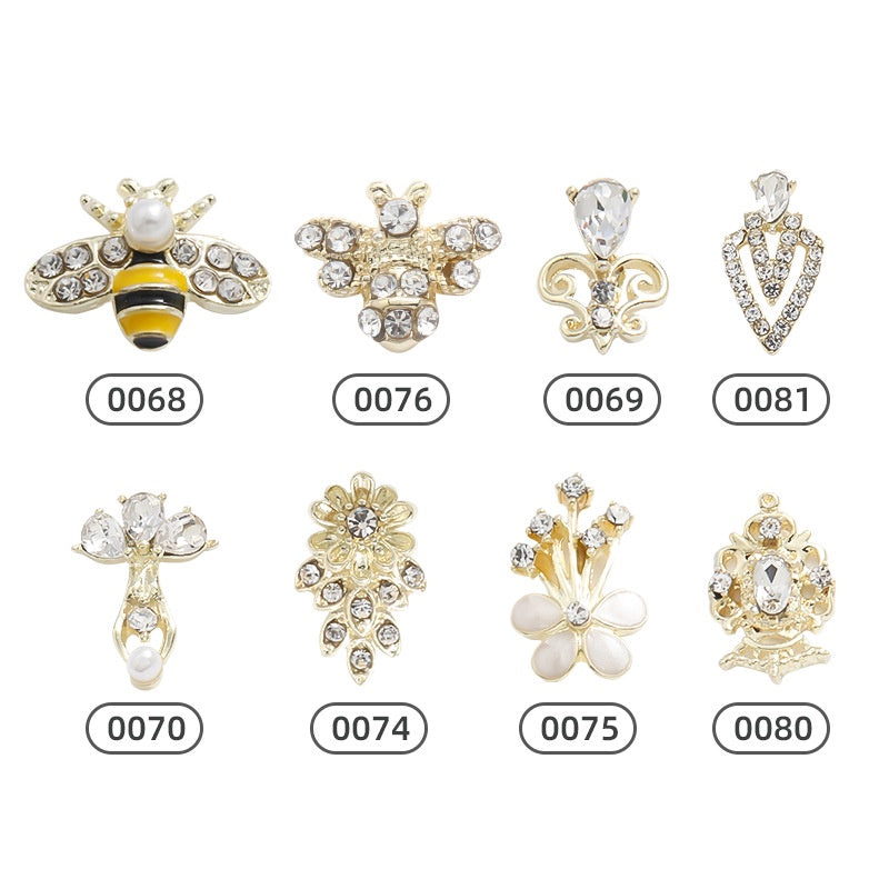 Nail Small Bee Alloy Bow Rhinestone Ornaments Metal Japanese Jewelry