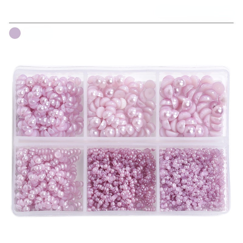 Nail Jewelry 6 Grid ABS Semi-round Pearl Diy Nail Jewelry