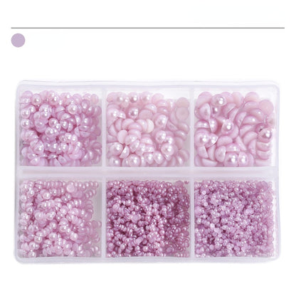 Nail Jewelry 6 Grid ABS Semi-round Pearl Diy Nail Jewelry