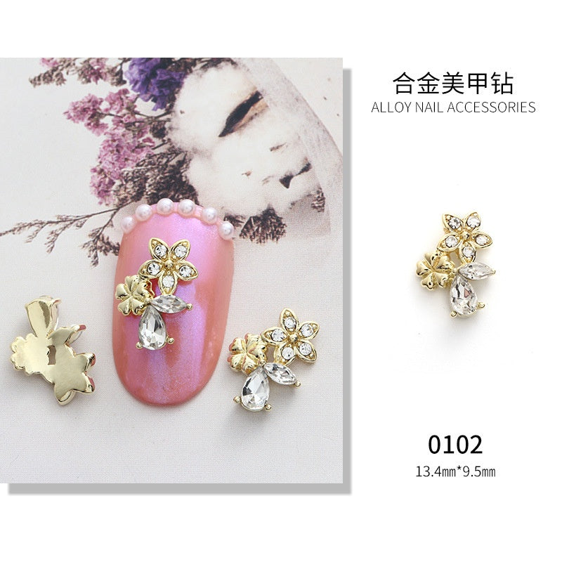 3D Nail Art 2pcs Alloy Kawaii Colorful Design Alloy Accessories Rhinestone Nail Charm