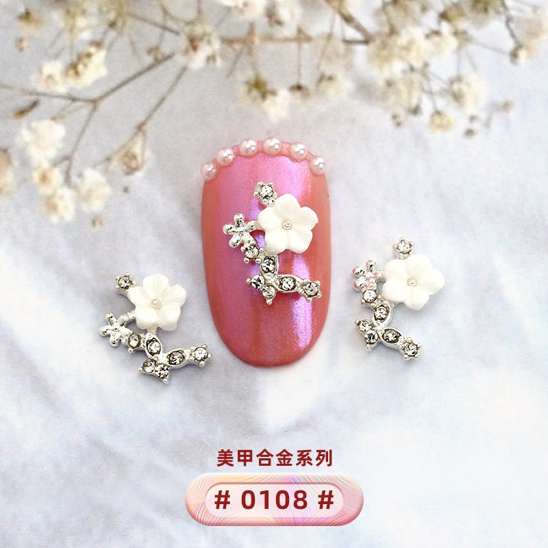 New Designs Ppearl Nail Art Salon Supplies Zircon Diy 3d Metal Alloy Nail Art Charms Stickers