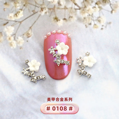 New Designs Ppearl Nail Art Salon Supplies Zircon Diy 3d Metal Alloy Nail Art Charms Stickers