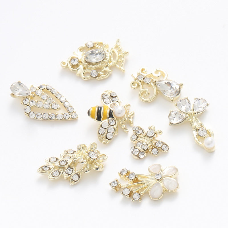Nail Small Bee Alloy Bow Rhinestone Ornaments Metal Japanese Jewelry