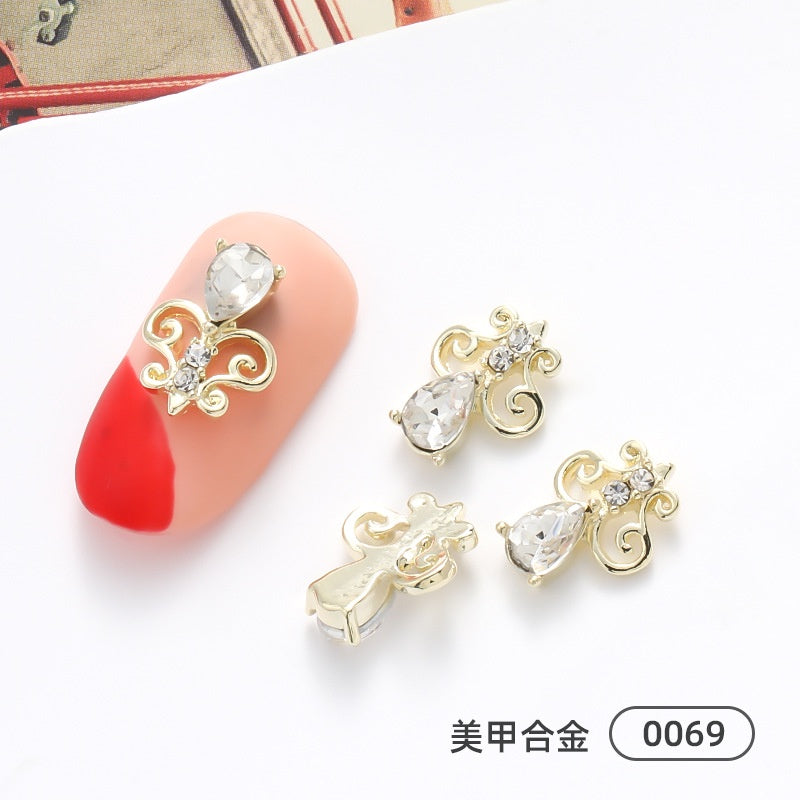 Nail Small Bee Alloy Bow Rhinestone Ornaments Metal Japanese Jewelry