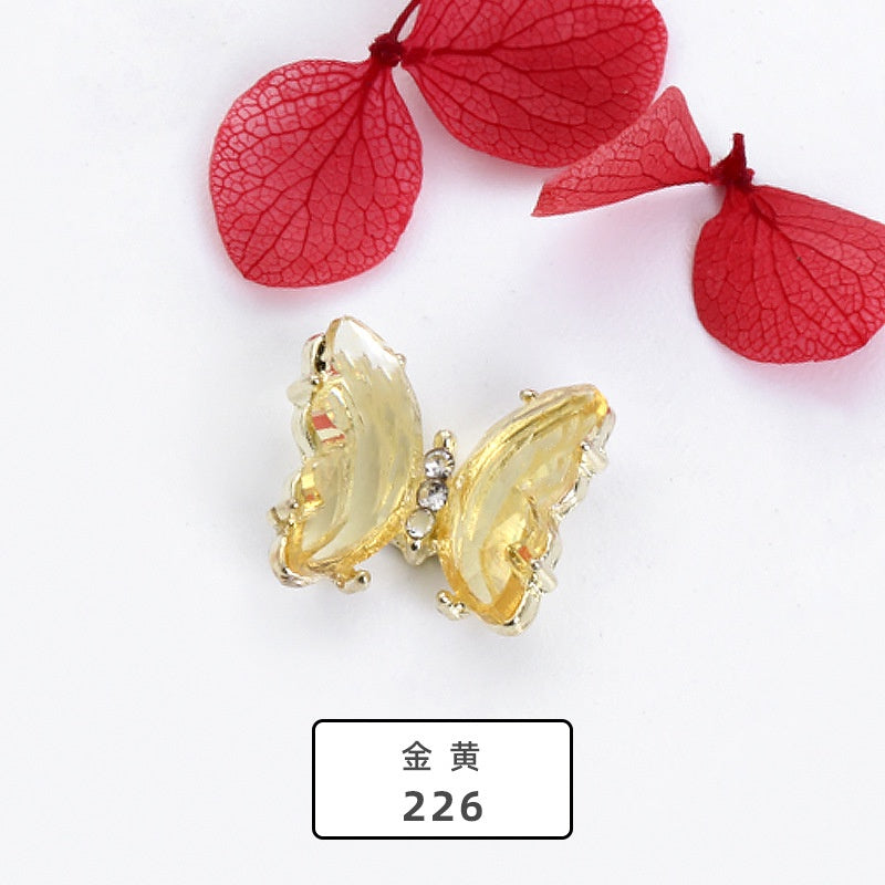 【2pcs】New Design Gem Designs Nail Butterfly Alloy Crystal Stones For Nail Art Decoration