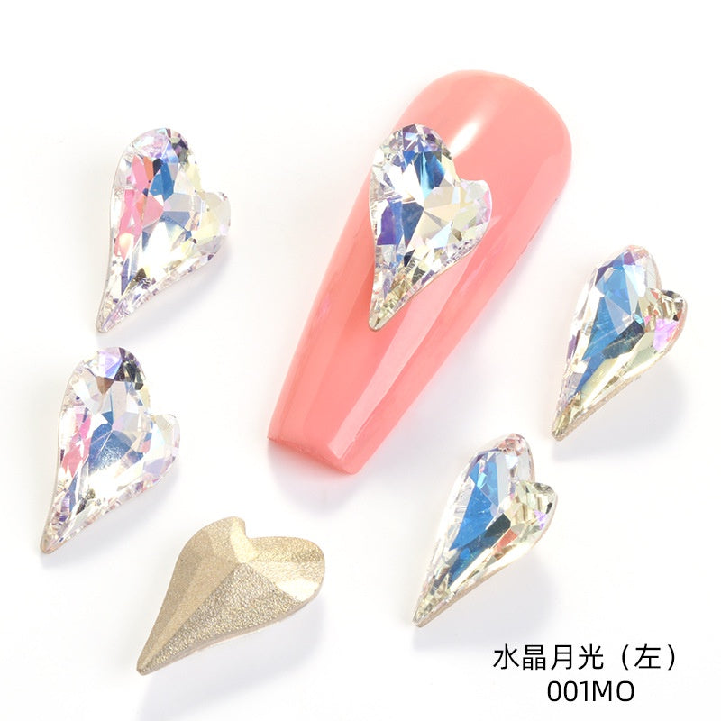 Crystal K9 Sweet Heart Point Back 15mm Ab Heart K9 Crystal Rhinestones For Nail Decorations