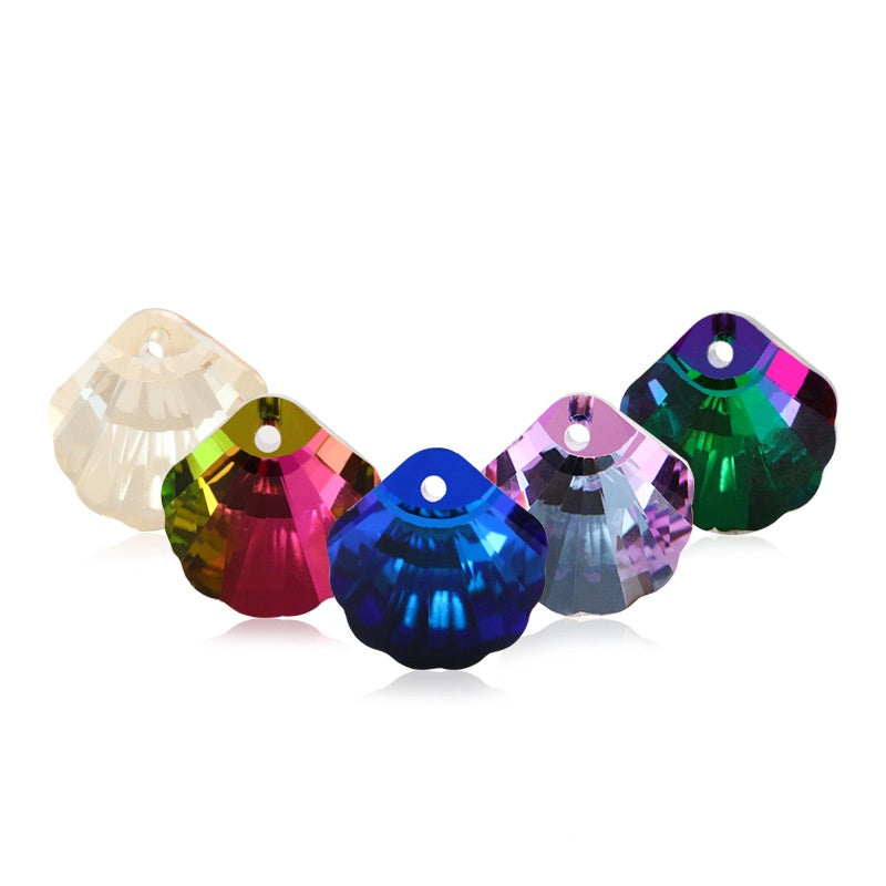 【Genuine in stock】Fashion accessories rhinestones Shell Shaped 16mm 6 colors K9 Glass Crystal Stones Pendant with Single Hole for DIY Jewelry Making Hair Accessories