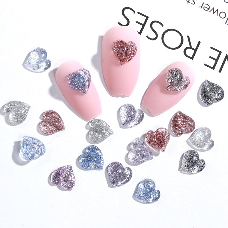 【50pcs】nail rhinestones kawaii Korean wind New Design 8mm 3D Nails Art Charms Resin Parts Camellia Heart Rhinestones For Nail Art Craft