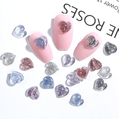 【50pcs】nail rhinestones kawaii Korean wind New Design 8mm 3D Nails Art Charms Resin Parts Camellia Heart Rhinestones For Nail Art Craft