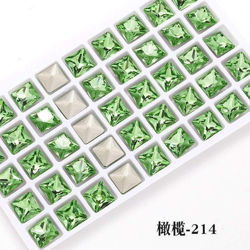 8mm Square Shape Crystal Fashion Explosion K9 High Quality K9 Nail Art Rhinestone Nail Decoration Glass Material