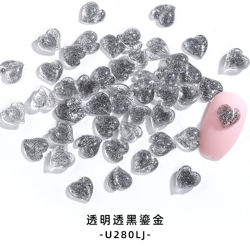 【50pcs】nail rhinestones kawaii Korean wind New Design 8mm 3D Nails Art Charms Resin Parts Camellia Heart Rhinestones For Nail Art Craft