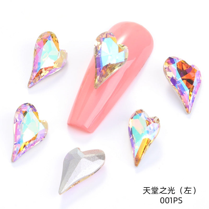 Crystal K9 Sweet Heart Point Back 15mm Ab Heart K9 Crystal Rhinestones For Nail Decorations