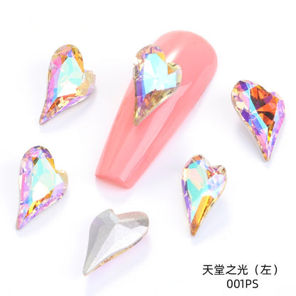 Crystal K9 Sweet Heart Point Back 15mm Ab Heart K9 Crystal Rhinestones For Nail Decorations