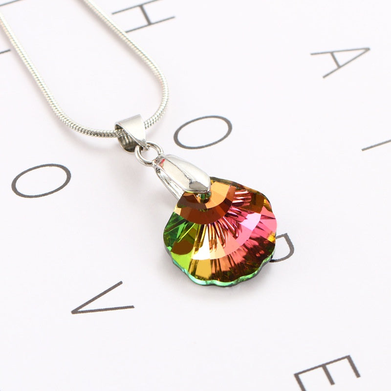 【Genuine in stock】Fashion accessories rhinestones Shell Shaped 16mm 6 colors K9 Glass Crystal Stones Pendant with Single Hole for DIY Jewelry Making Hair Accessories
