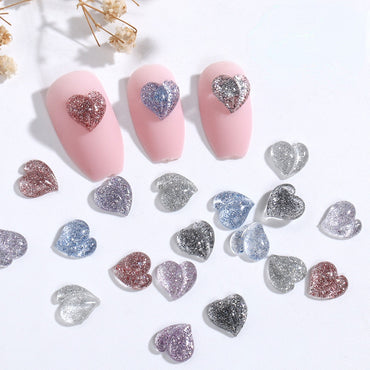 【50pcs】nail rhinestones kawaii Korean wind New Design 8mm 3D Nails Art Charms Resin Parts Camellia Heart Rhinestones For Nail Art Craft