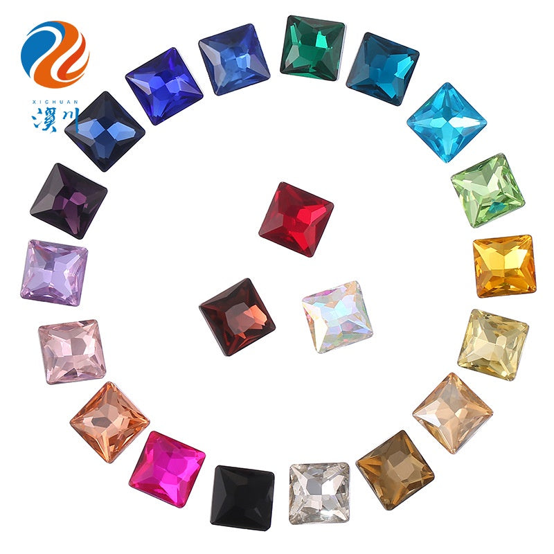 High Quality Square Crystal AB Rhinestone Flatback Glass Sew On Stone For Garment