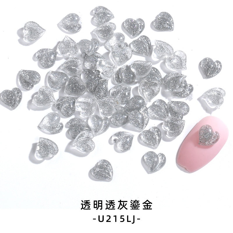 【50pcs】nail rhinestones kawaii Korean wind New Design 8mm 3D Nails Art Charms Resin Parts Camellia Heart Rhinestones For Nail Art Craft