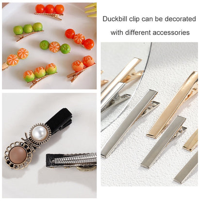 50pcs Rectangular Duckbill Clip（5.6cm/4.5cm/4.1cm/3.2cm）Metal Hairpin Simple Headdress Accessories Materials