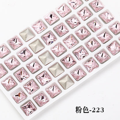8mm Square Shape Crystal Fashion Explosion K9 High Quality K9 Nail Art Rhinestone Nail Decoration Glass Material