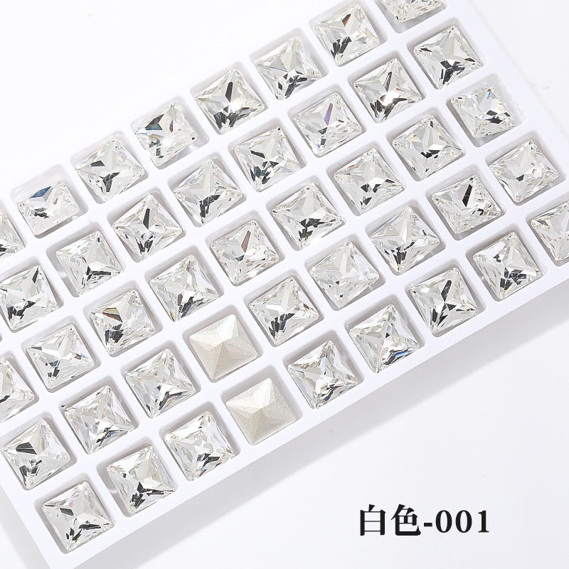 8mm Square Shape Crystal Fashion Explosion K9 High Quality K9 Nail Art Rhinestone Nail Decoration Glass Material