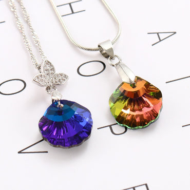 【Genuine in stock】Fashion accessories rhinestones Shell Shaped 16mm 6 colors K9 Glass Crystal Stones Pendant with Single Hole for DIY Jewelry Making Hair Accessories